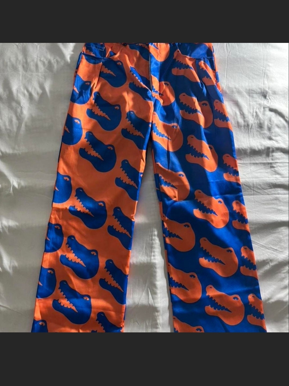Women's Blue & Orange Alligator Print Pajama Pants